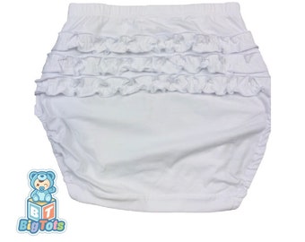 Adult Baby ruffle bottom White  diaper  pants ABDL