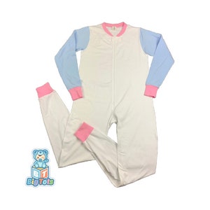 ABDL White,Baby Blue, Pink zippered Sleeper Adult Baby