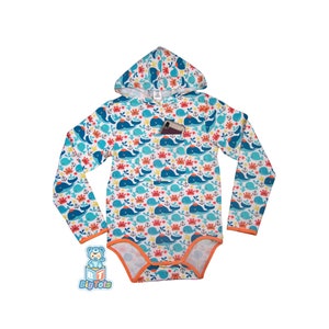 Adult Baby Hoodie  Pocket whale snap crotch Bodysuit ABDL