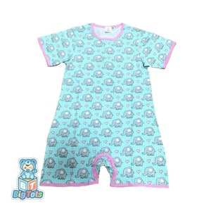 ABDL Small Only Elephants & Hearts snap crotch romper abdl
