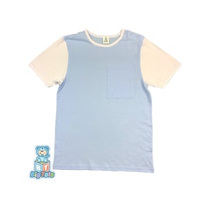 BIG TOTS ABDL Baby Blue and White snap shoulder adult baby top shirt