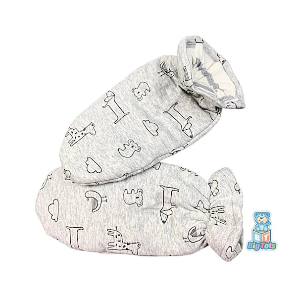 ABDL Grey Animals padded mittens adult baby