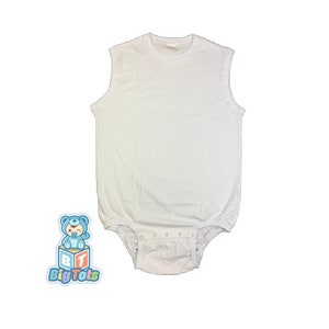 Adult baby White sleeveless  WEAR2WORK bodysuit incontinence abdl