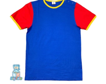 ABDL Blue, Red, Yellow Snap Shoulder Top  Shirt Adult Baby