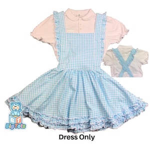 ABDL Blå och vit rutig haklappsklänning Vuxen Baby