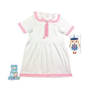 ABDL IMPROVED fuller skirt  Sailor dress w/ baby pink trim Adult Baby