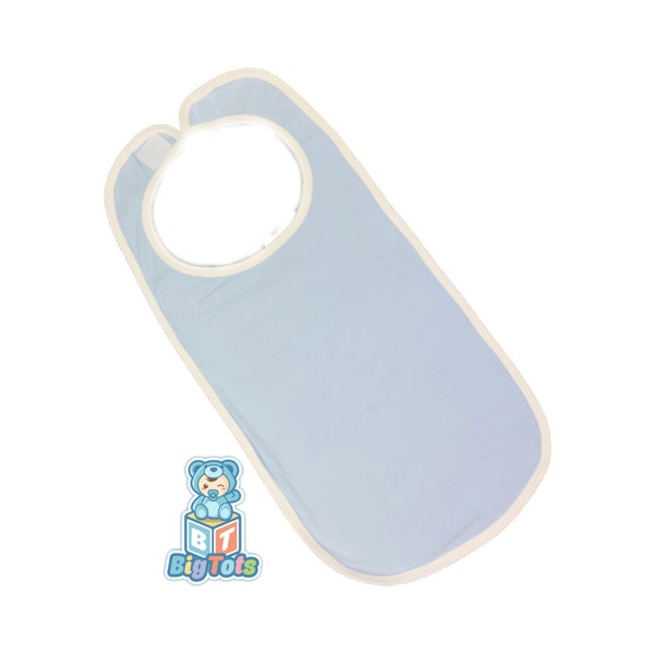 Adult Baby baby blue w/ white  bib ABDL