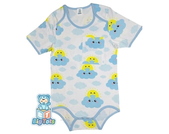 Adult Baby P0CKET Suns & Clouds snap crotch Bodysuit abdl