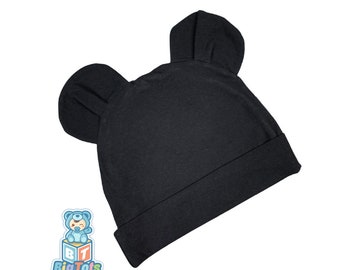 Adult Baby Big Bear Ears BLACK cap abdl