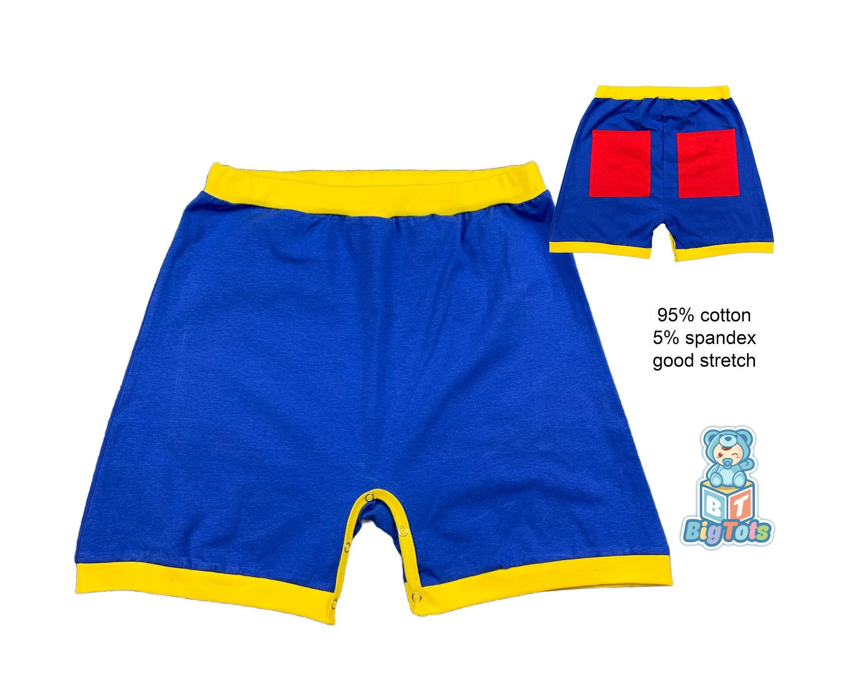 ABDL Blurred,yellow  Snap Shorts  adult baby