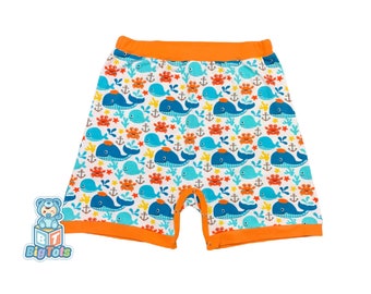 Snap Shorts Whales adult baby abdl