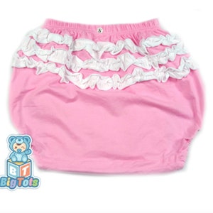 ABDL diaper cover baby ruffle bottom Pink w/white diaper  pants Adult Baby