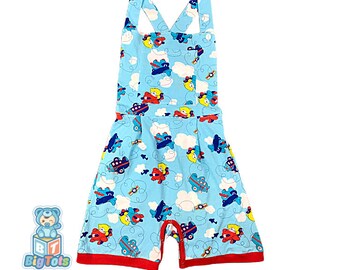 ABDL small to 2X Airplane Teddy Shortalls Adult Baby