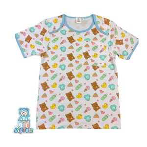 ABDL shorter Baby Things Print  lap style top  shirt Adult Baby