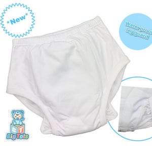 ABDL Vattentäta benskydd Vita träningsbyxor inkontinens Vuxen Baby