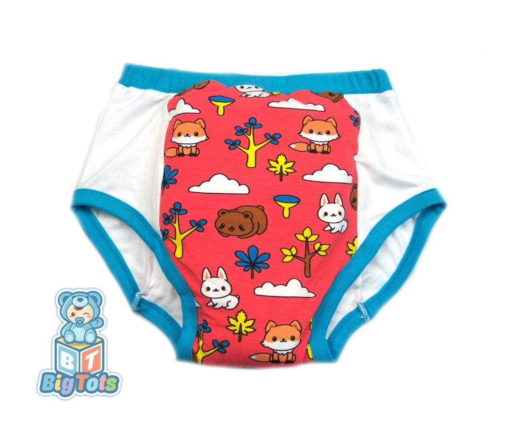 ABDL Small and Large Forest Animals Red Training Pants
