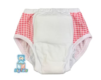 Erwachsenen Baby Pink & Weiß Karo Vichykaro Unisex Sizing Trainingshose ABDL