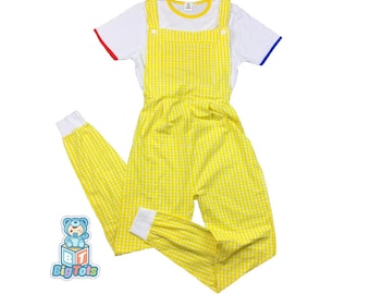 ABDL Yellow and White Check Gingham Overalls Adult Baby