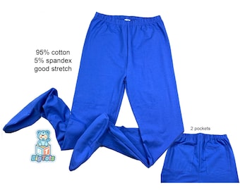 ABDL Royal Blue  Footed Pocket pants  adult baby