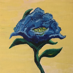 Blue Flower, original painting, nature, floral, acrylic, wall hanging. Mother&#39;s day gift