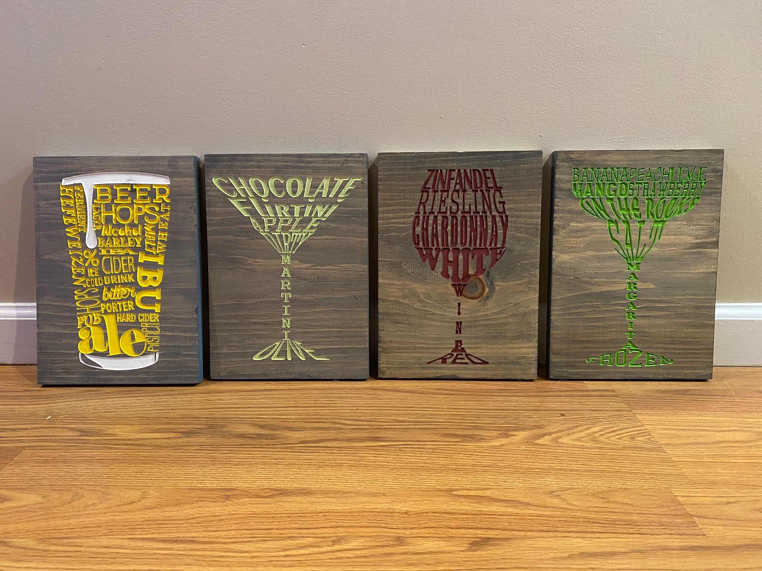 Carved Wooden Drink/alcohol Signs Etsy