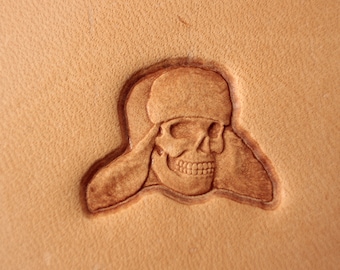 Tools for leather crafts. Stamp #359 skull hat with ear flaps