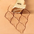 Tools for leather crafts. Stamp #350. Background feather product logo