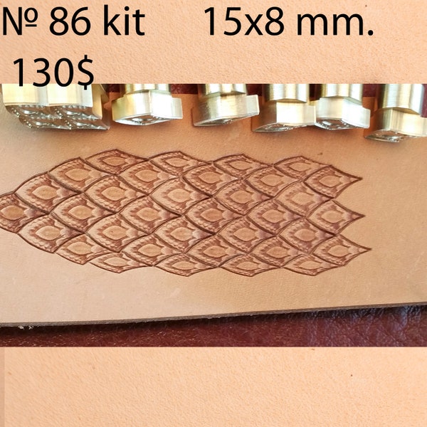 Tools for leather crafts. Stamp #86 kit -Scale (6 stamps)