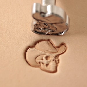 Tools for leather crafts. Stamp #358 stainless steel Skull with a hat