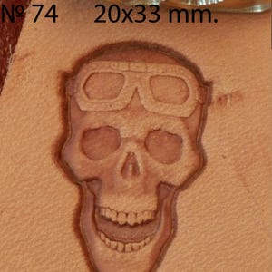 Tools for leather crafts. Stamp#74  &quot;Skull with glasses&quot;