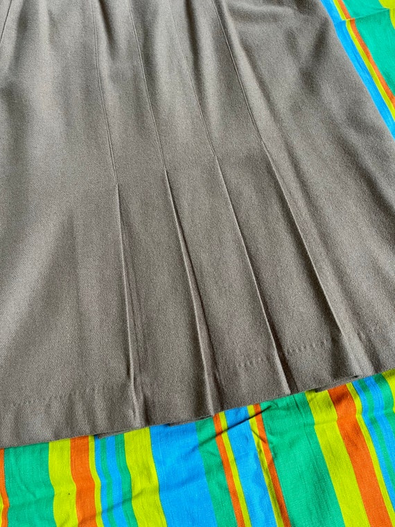 Tan Wool Blend Skirt with Pleated Front - image 4