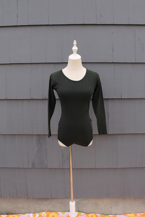 Dark Green Long Sleeve Danskin Leotard, 60s