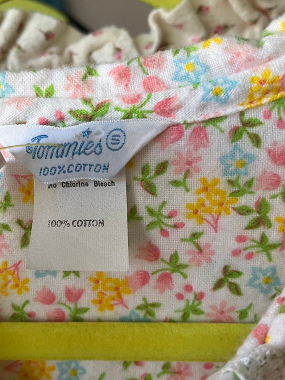 Vintage 1970s 1980s Cotton Flannel Floral Print N… - image 9