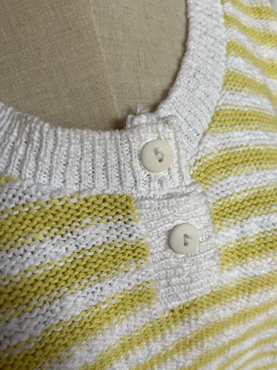 Vintage 1980s Pastel Yellow and White Stripe Cott… - image 6