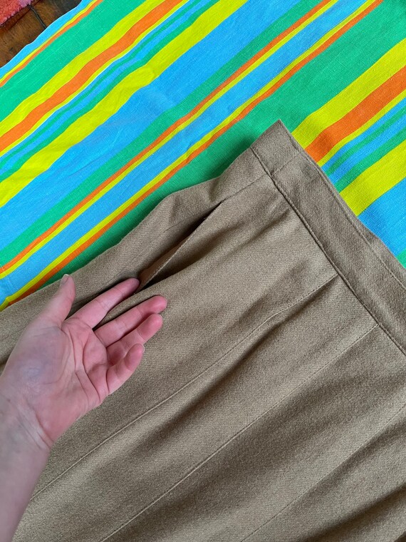 Tan Wool Blend Skirt with Pleated Front - image 5