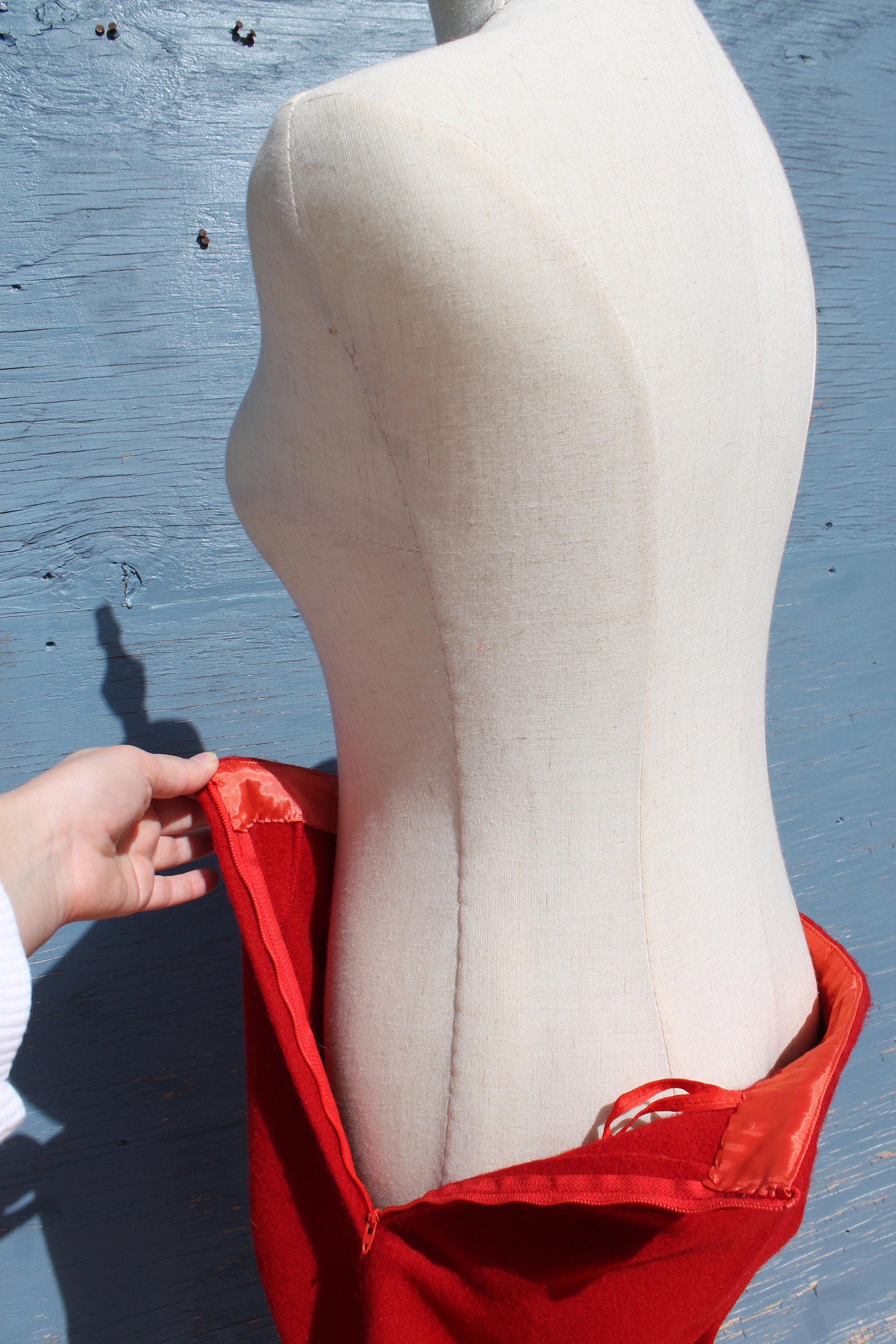 red straight leg pants