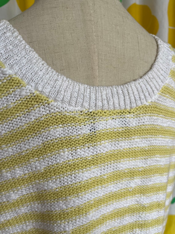 Vintage 1980s Pastel Yellow and White Stripe Cott… - image 7