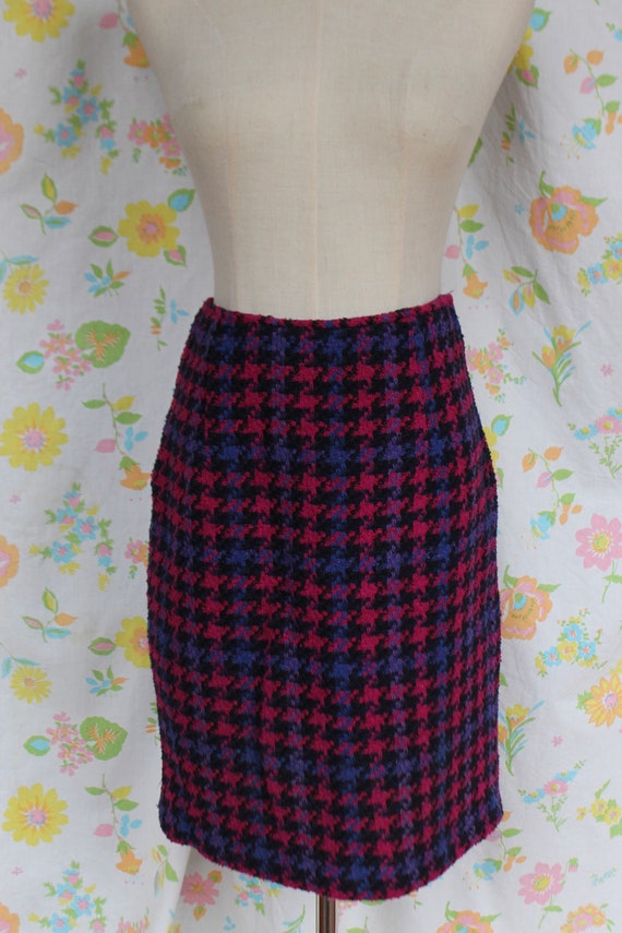 Vintage 1990s - Y2K Pink and Purple Houndstooth W… - image 2