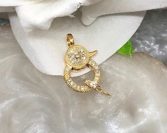 Lobster Round Clasp Fine Diamond 14k Gold diamond lock diamond clasp diamond Connector Gift For her Gold Clasps Spacers Gift for her