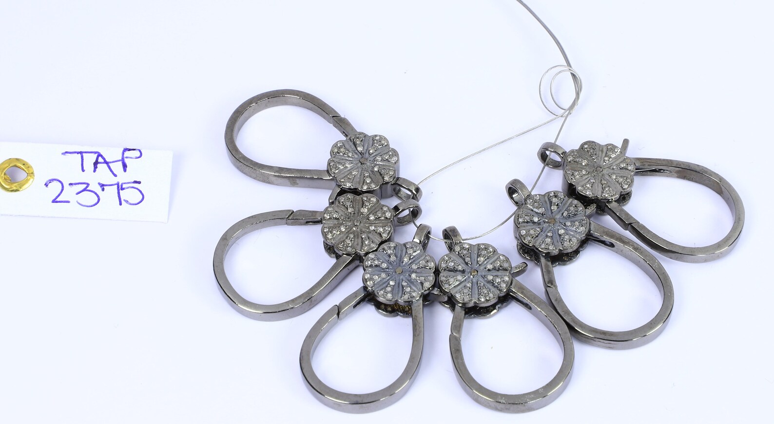 Pave Diamonds Long Double Sided Clasp in 925 Sterling Silver Etsy UK