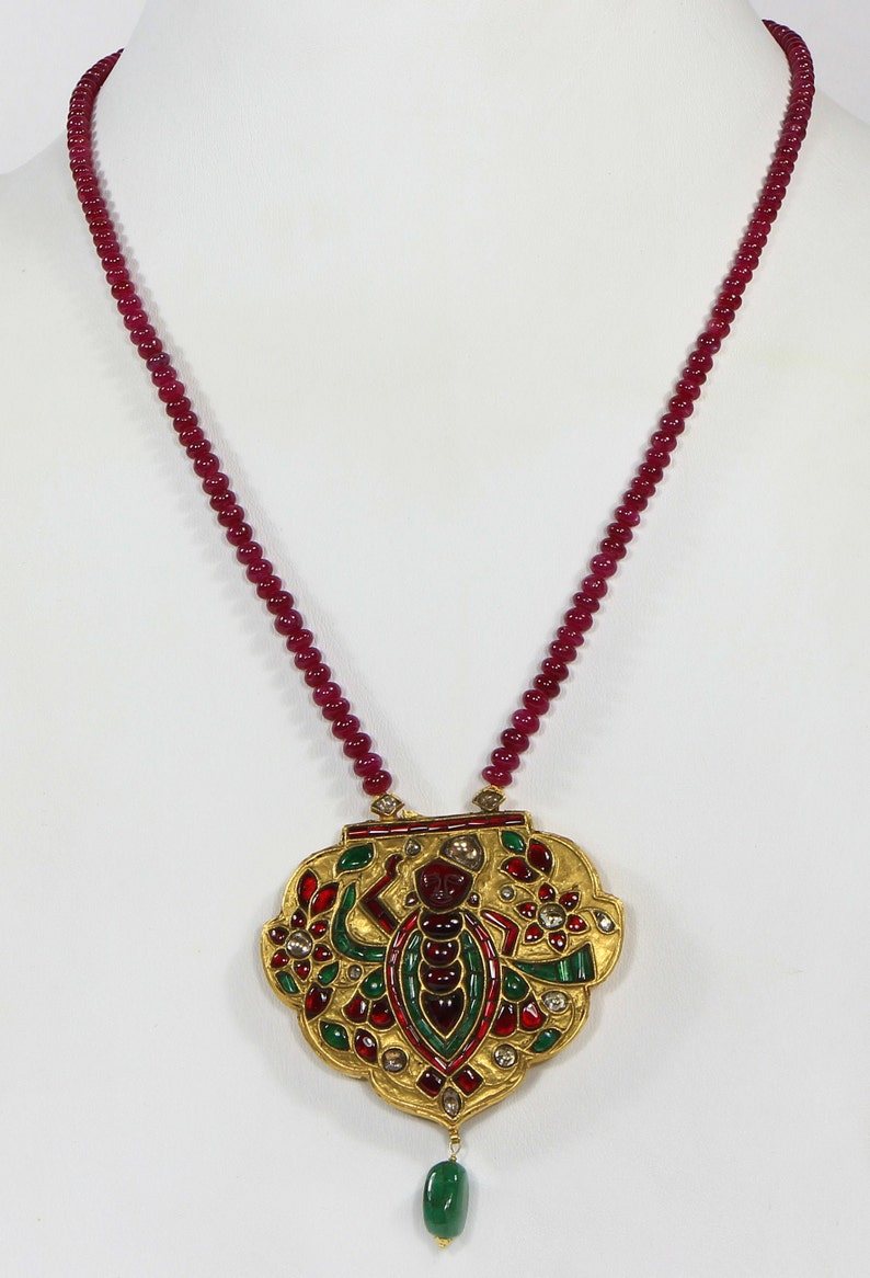Lord Krishna Diamond Pendant 22K Gold Emerald Ruby Diamond Etsy
