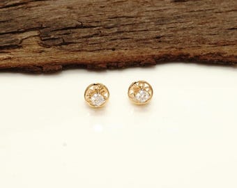 Lab Grown Diamond Stud Earrings: 14k Yellow Gold (0.40 ct)