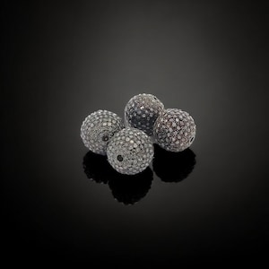12mm set of 2 Diamond Beads Round Diamond Spacers Pave Diamond Ball Finding Cord Finding Component Jewelry Making Bead DIY Jewelry Connector