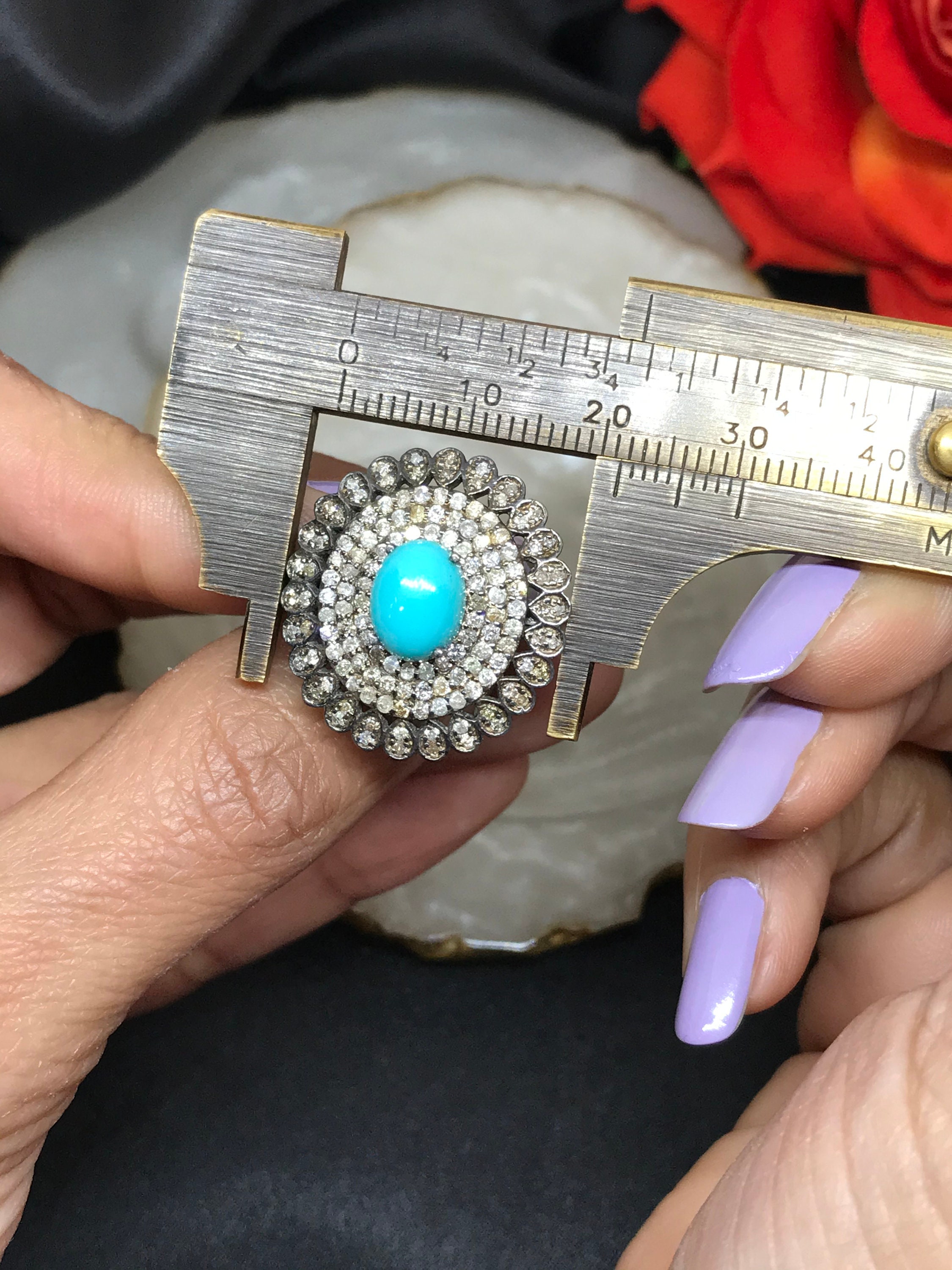 【NEW限定品】 Buy 925 Ring, Style Victorian Ring, Gemstone Turquoise ピンズ・ピンバッジ・缶バッジ