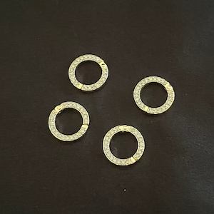 14k Gold Diamond Clasp: 10mm Single Sided Round Openable Necklace Connector