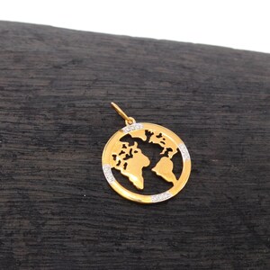 14k massief gouden wereldkaarthanger, diamanten hanger, wereldbolhanger, minimalistische hanger, alledaagse sierlijke hanger, Moederdagcadeau