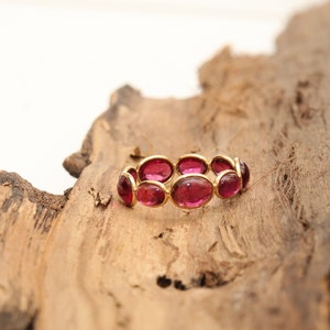 Pink Tourmaline Band 18K Solid Gold Minimalist Ring Stackable Ring Eternity Band Dainty Ring Promise Ring Gift For Her Fine Jewelry
