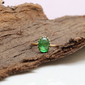 Natural Tsavorite Gemstone Ring, 18k Gold Ring, Green Garnet Ring, Dainty Ring, Everyday Ring, Hallmarked Ring, Gift for Her, Proposal Ring