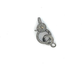 Double sided Lobster Clasp With Pave Diamonds in 925 Sterling Silver, Oxidized clasp, Clasp lock, Diamond clasp, Diamond Connector Jewelry