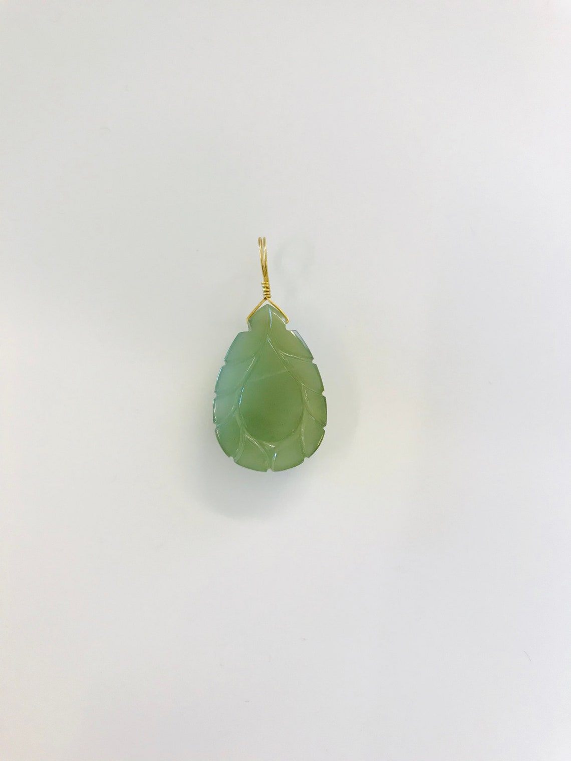 Carved Nephrite Pendant Drop Shape Pendant 22K Gold Handmade Etsy